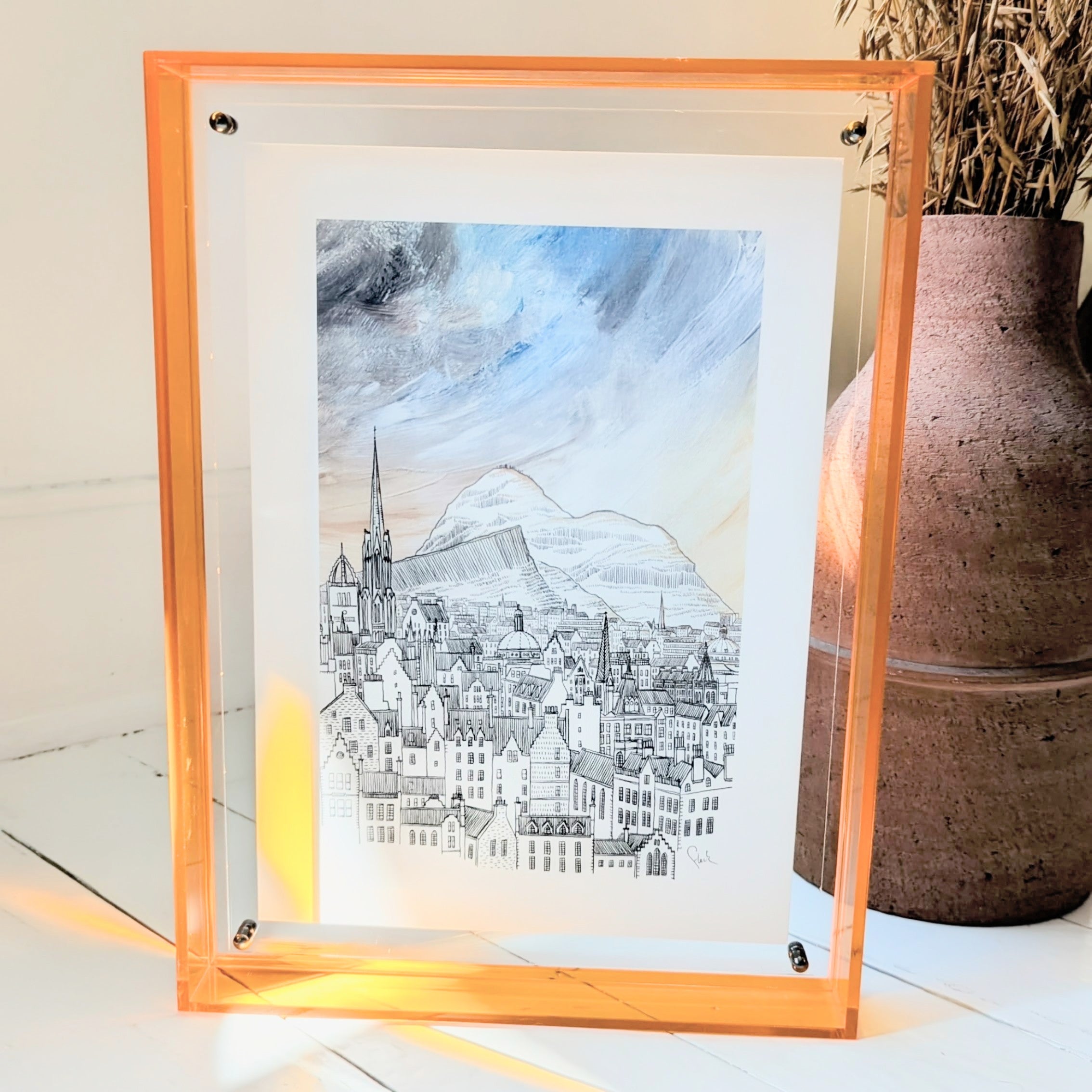 Large Orange Acrylic Frame