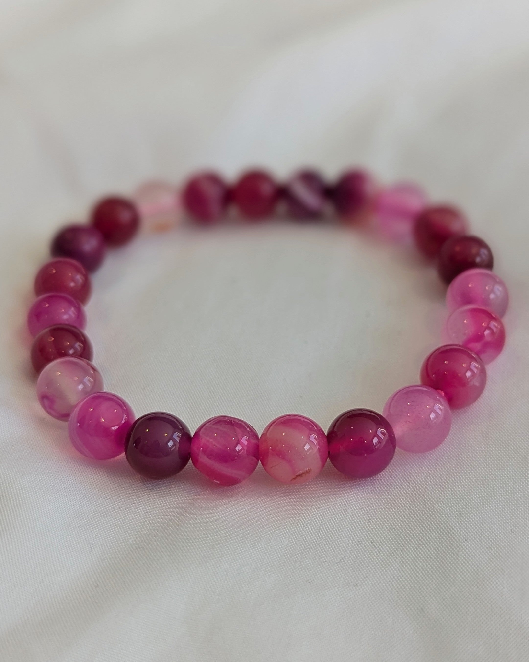 Pink Agate Bead Bracelet
