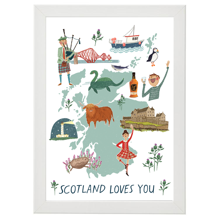 Scotland Loves You Art Print - A4