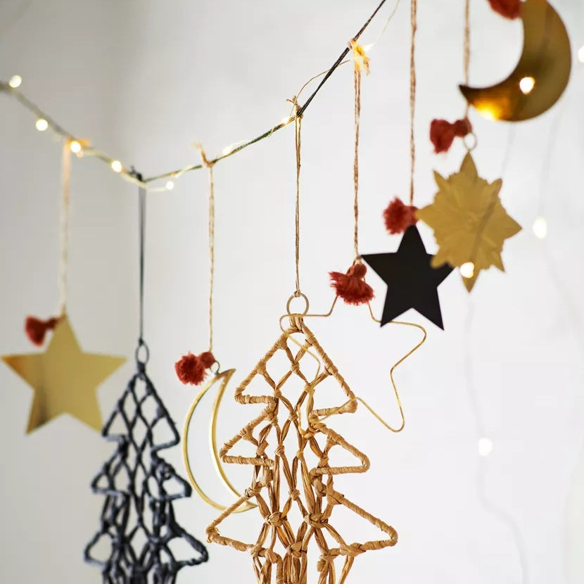 Antique Brass & Glass Moon Decoration