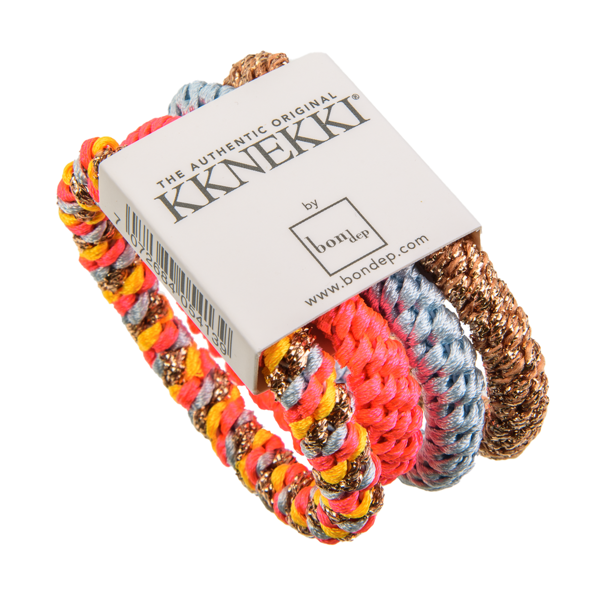 Set Of 4 Neon Pink, Baby Blue And Rose Gold Kknekki Hair Ties