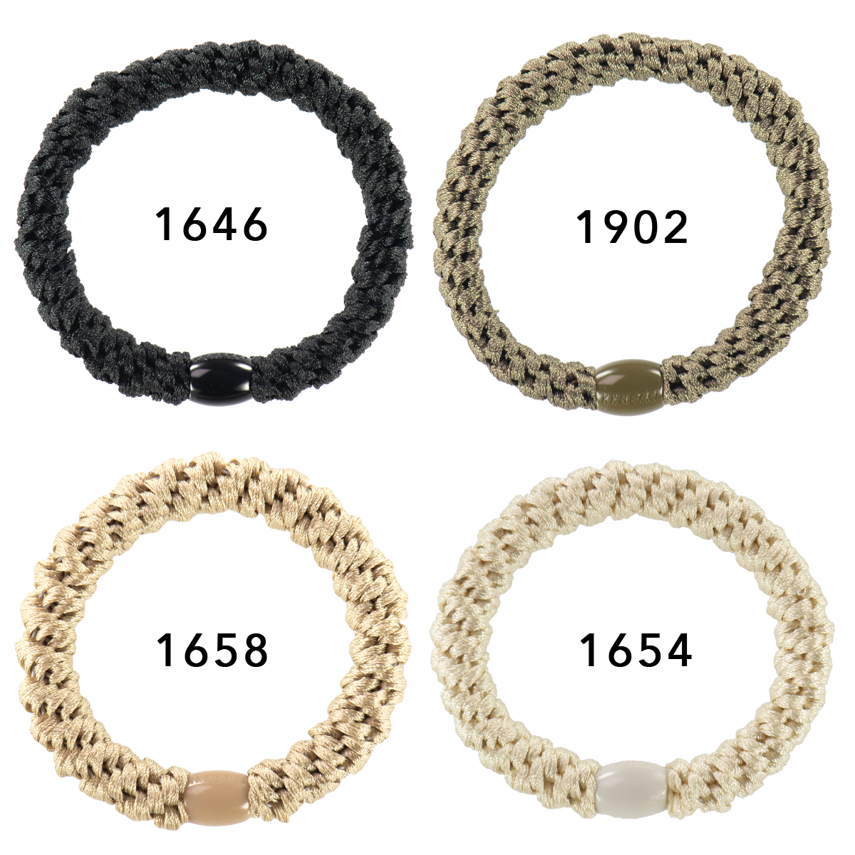 Set Of 4 Black, Mole, Beige & Cream Kknekki Hair Ties