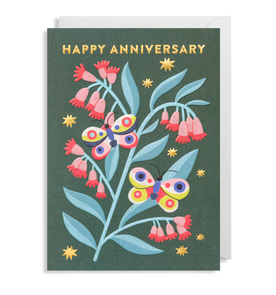 Folk Art Butterflies Anniversary Card