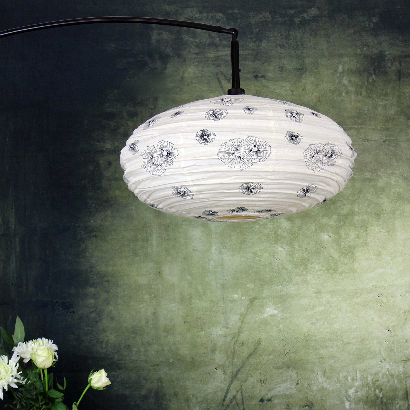 Large 80cm Cream & Black Granulosa Cotton Pendant Lampshade