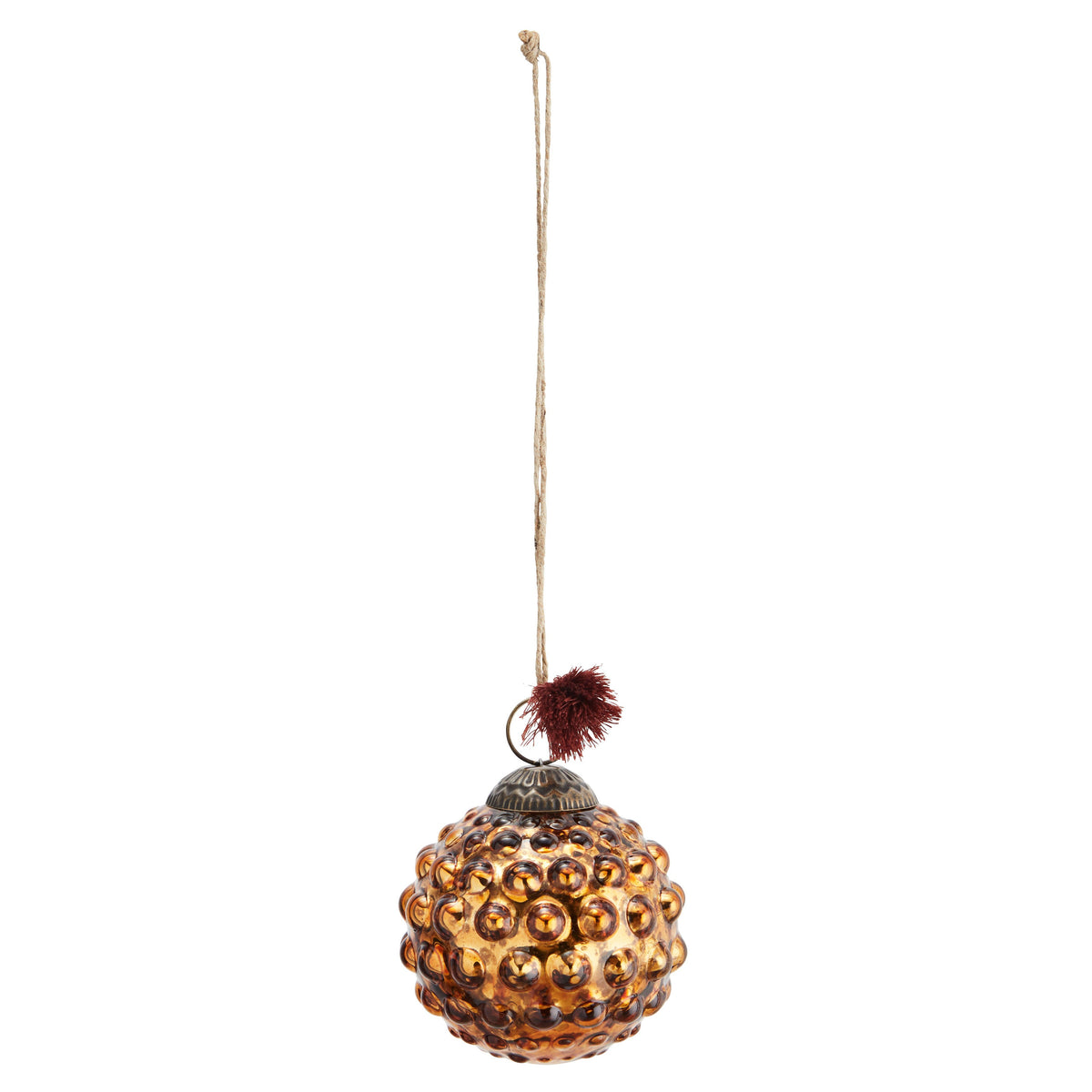 Golden Glass Bauble With Dots