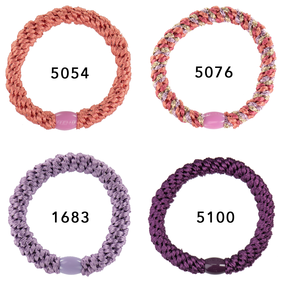 Set Of 4 Purple & Pomegranate Kknekki Hair Ties