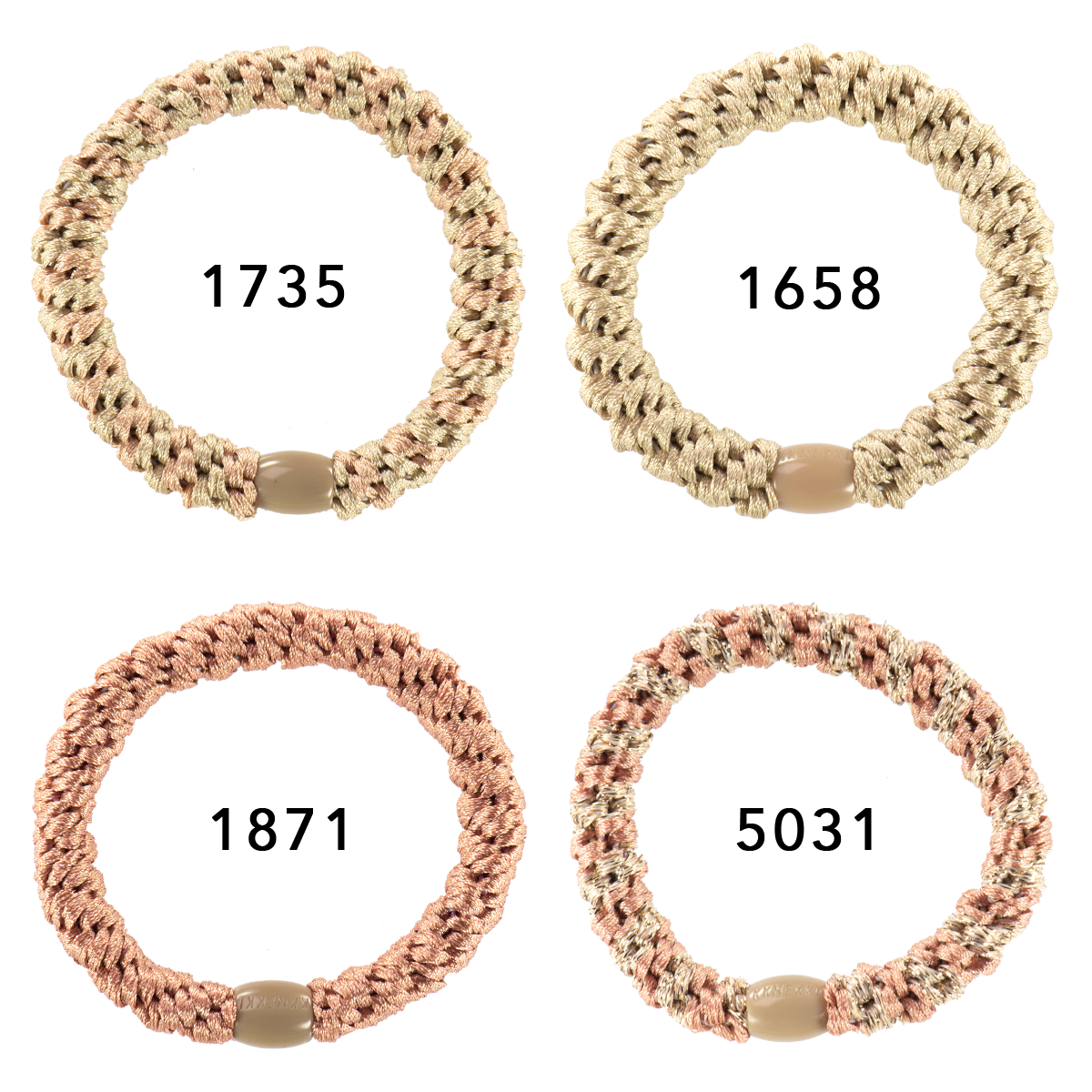 Set Of 4 Beige, Dusty Pink & Gold Kknekki Hair Ties
