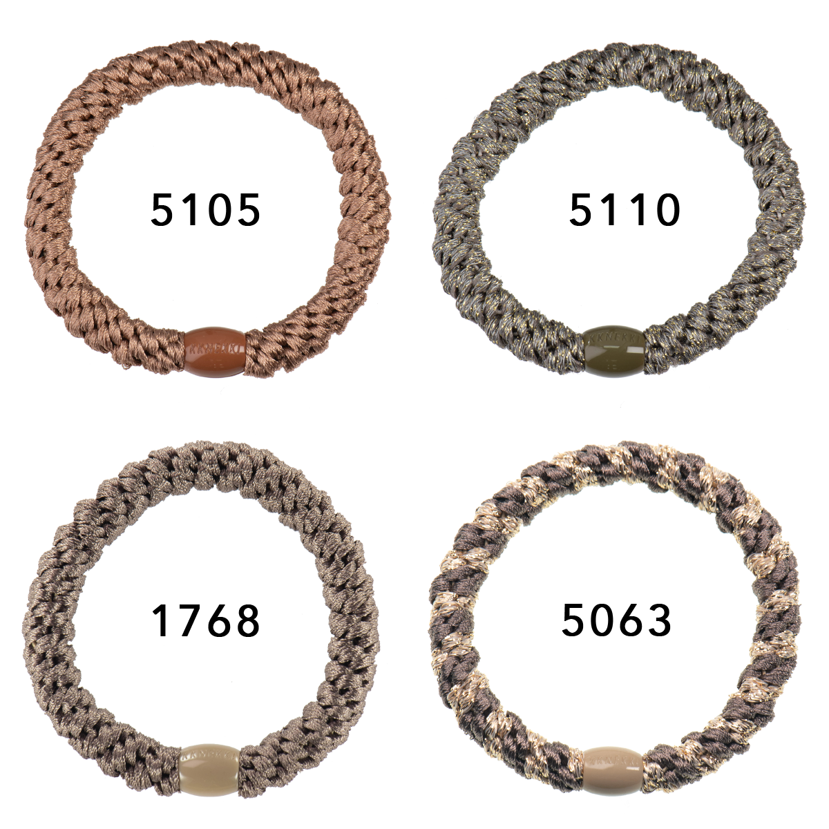 Set Of 4 Browns & Gold Kknekki Hair Ties