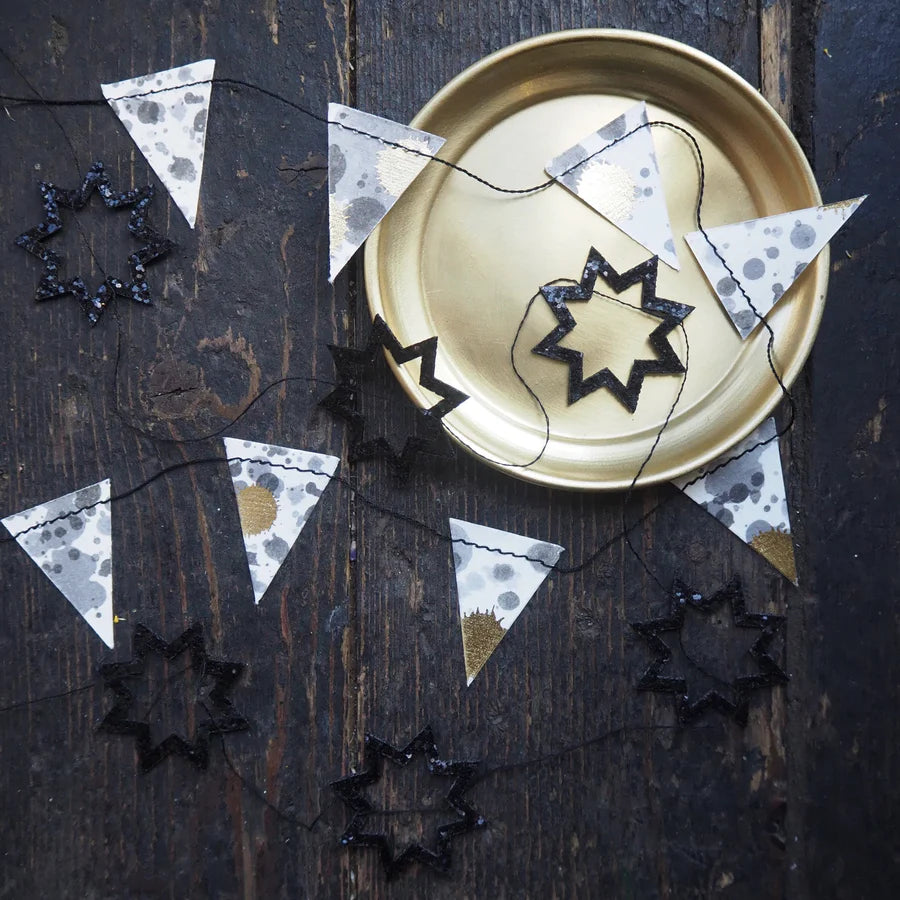 Marbled Paper Flag Garland