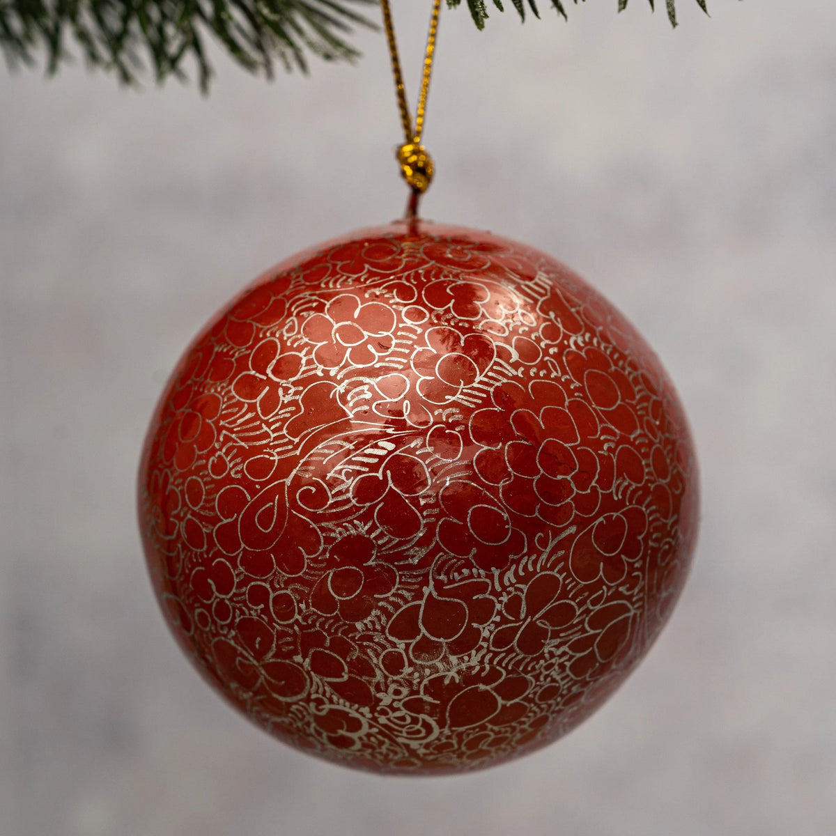Rust Floral Christmas Bauble