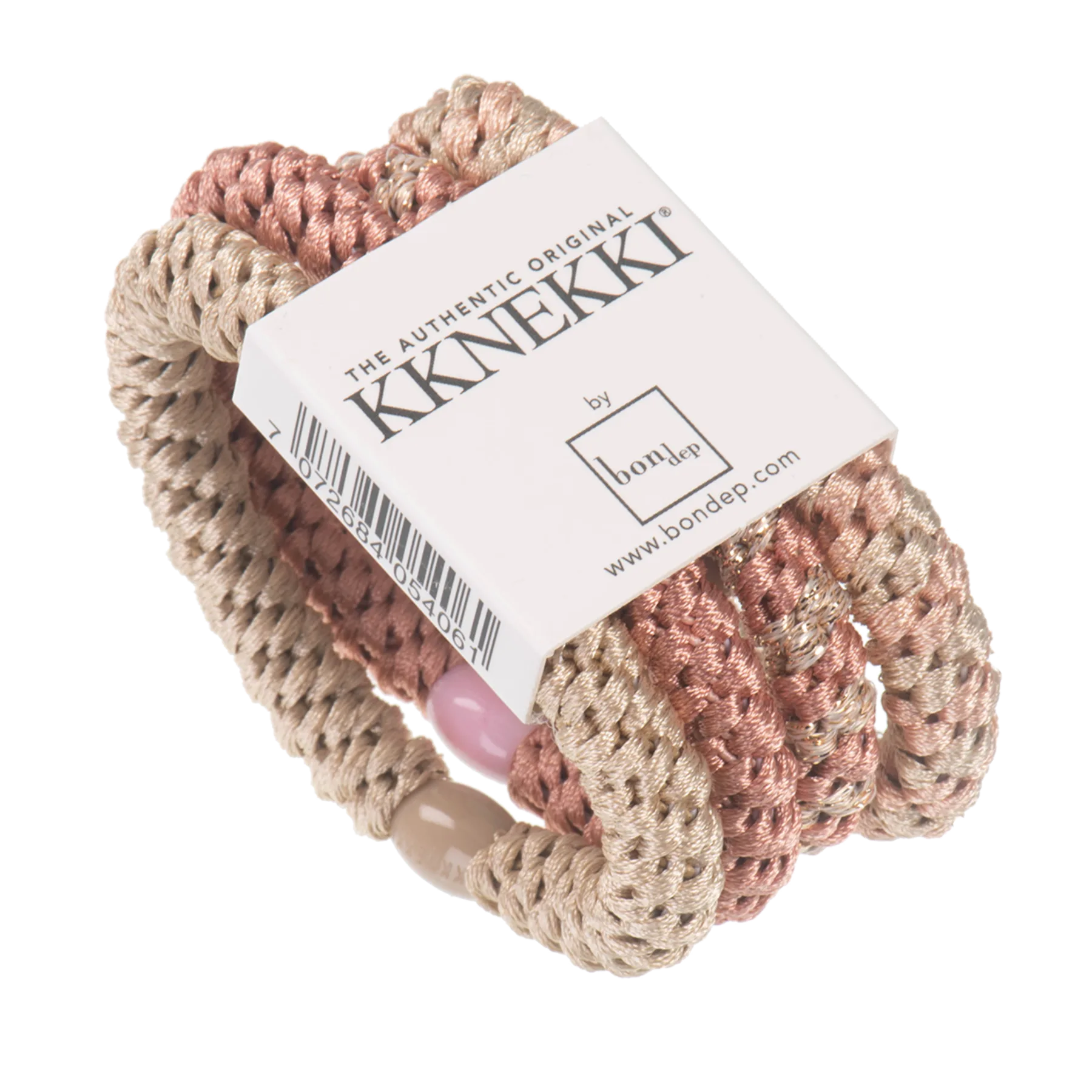 Set Of 4 Beige, Dusty Pink & Gold Kknekki Hair Ties