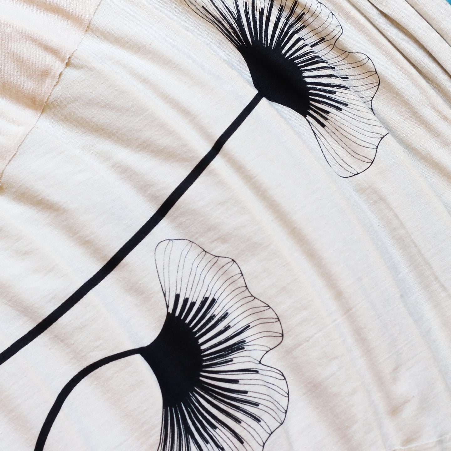 Small 60cm Black & Cream Ginkgo Cotton Pendant Lampshade