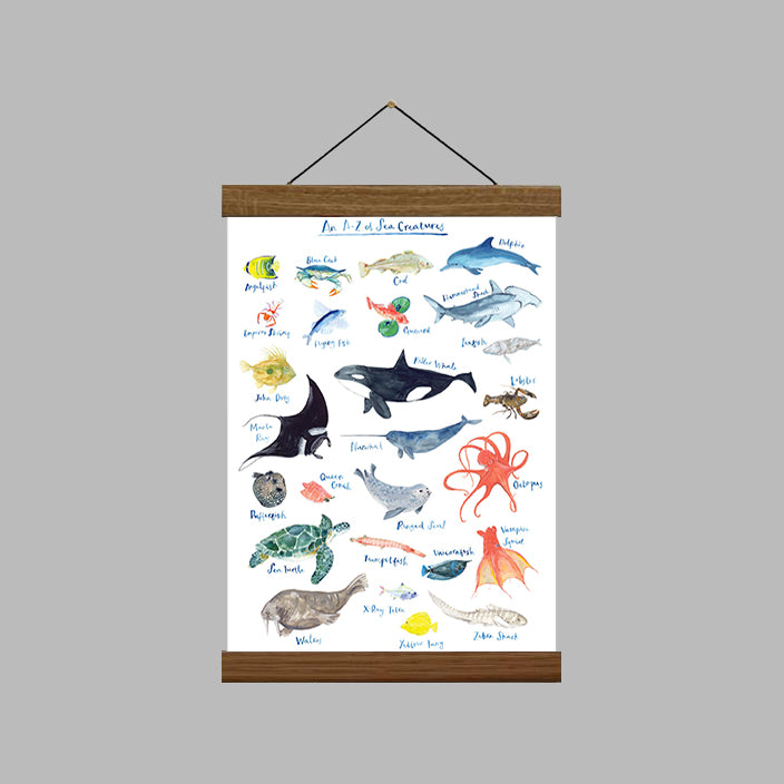 A4 A to Z of Sea Creatures Art Print